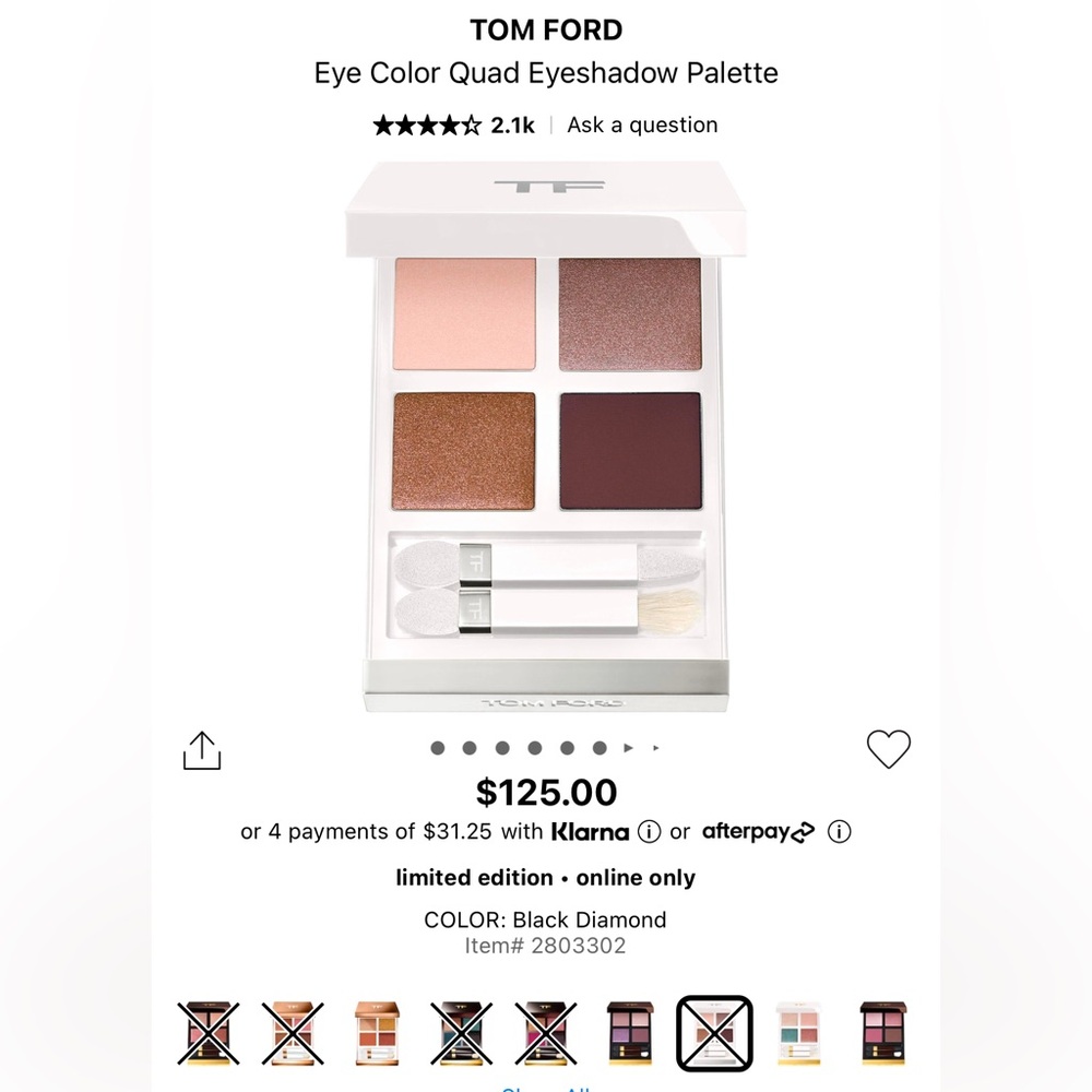 TF black diamond eyeshadow Quad